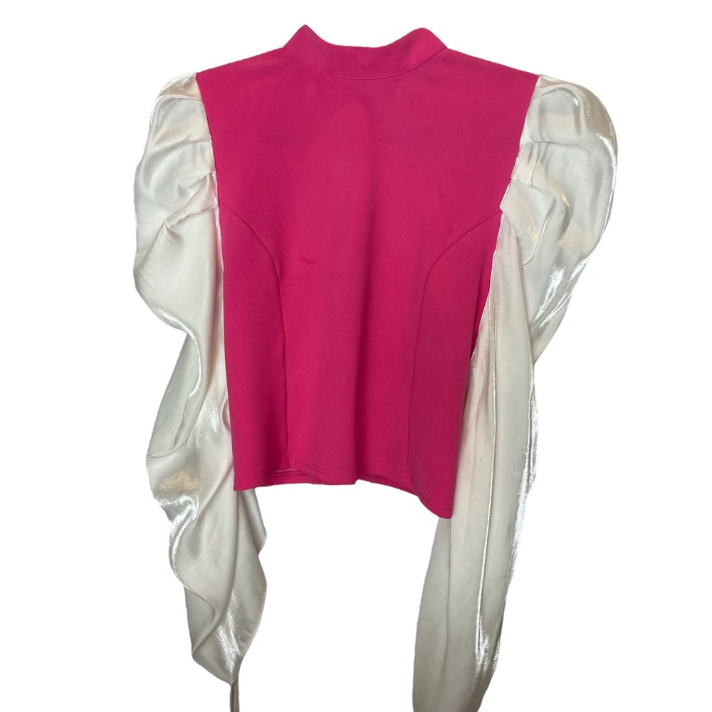 Gracia Bright Neon Pink Puffed Sleeves Top